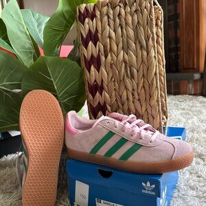 Adidas Gazelle Pink with Green Stripes